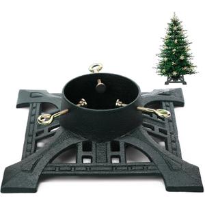 Huwena Christmas Tree Stand with Water Reservoir 8ft Christmas Tree Holder Real Xmas Artificial Trunks Stand Fits Up to 5" Pine Holder Base Cast Iron for Xmas Rustic Decoration Square (Green)