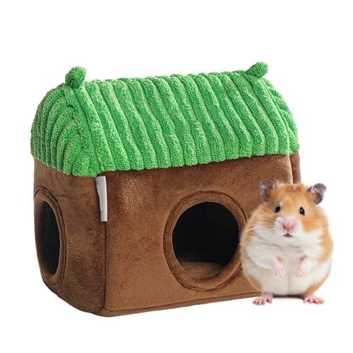 mini&moe Hamster Hideout - Warm Hamster House Cozy Sleeping Chew Proof Small Animal Hut Cage Accessories for Dwarf Gerbil, Rat, Hedgehog, Sugar Glider