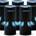 LabCharge Small Ionic Air Purifier for Home & Bedroom  Silent HEPA Filter  Covers 250 Sq Ft - Free Cleaner for Pets, Hair, Smoke, Dust, Odors & Dander  Compact & Black Design - Pack of 5