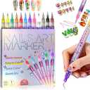 Nail Art Pens Set -Colors Nail Art Markers with 0.5mm Fine Nib, Quick Dry Graffiti Dotting Pen for DIY Gel Nail Art Design, Manicure Beauty Tools (12 Color)
