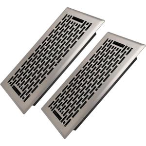4x10 Inches 2 Pack Heavy Duty Walkable Floor Register - Easy Adjust Air Supply Lever Decorative Floor Vent Covers - Boston Design Vent Covers for Home - Satin Nickel