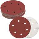 9 Inch 6 Hole Hook and Loop Abrasive Sandpaper, 30 Pcs Drywall Sander Sanding Discs, 5Pcs Each of 80 100 120 150 180 240 Grits