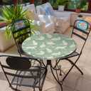 Feline Pastoral Round Tablecloth  Fitted Circle Table Cover with Elastic Edge, Waterproof & Washable Polyester Table Cloth for 55" to 66" Indoor/Outdoor Tables