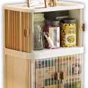Desktop Storage Box Foldable and Assembly Free Sliding Door Design Ideal for Cosmetics Organization Office Desk Storage and Kitchen Storage
