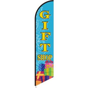 Mindsoft 2.5 x 12 ft Gift Shop Feather Flag Only - Windless Single-sided Printing Feather Flag Outdoor Business Advertising Banner, NO POLE (Blue)