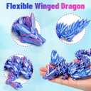 3D Printed Flying Dragon in Egg - Easter Egg with 9" Flexible Winged Dragon Inside, Colorful Fidget Toy, Birthday Gift, Desk Pet Figure (Red Blue)