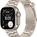 No Tool Needed Bands Compatible with Apple Watch Band 49mm 46mm 45mm 44mm 42mm for Men Women, Detachable Metal Strap for iWatch Ultra 3/2/1 Series 11 10 9 8 7 6-1, SE (Starlight)