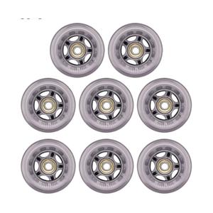 Inline Skate Wheels with Bearings, 3 Inch, 76mm Clear Wheels for Office Chairs & Luggage (8 Pack, Silver)