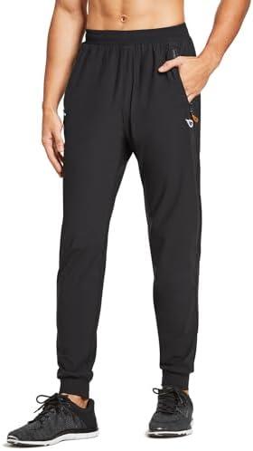 baleaf Men's Joggers Pants Athletic Workout Track Running Gym Lightweight Quick Dry Tapered Jogger Zipper Pockets, Large