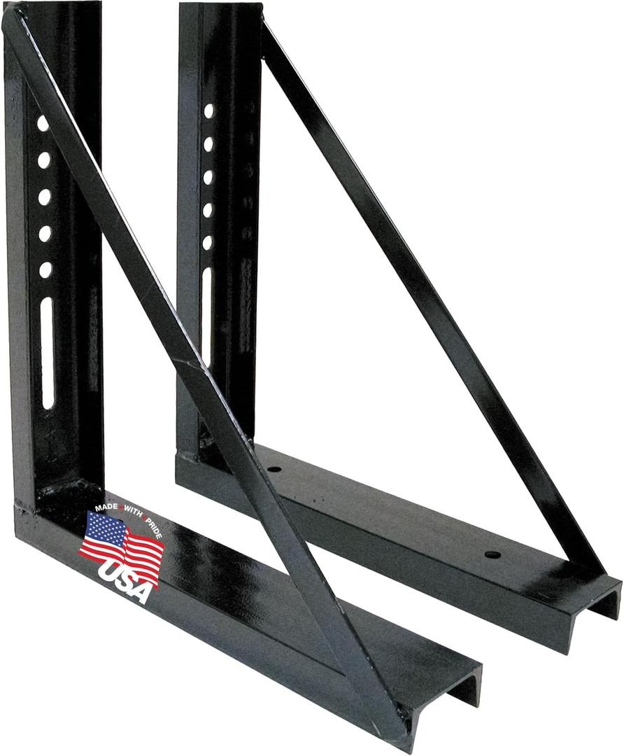 Buyers Products 1701005 Heavy Duty Welded Black Structural Steel Mounting Brackets for Underbody Truck Tool Box, Set of 2, 18 x 18, Corrosion Resistant, Universal Hole Pattern For Quick Mounting