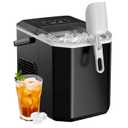 Silonn Ice Maker Countertop, Portable Ice Machine with Carry Handle, Self-Cleaning Ice Makers with Basket and Scoop, 9 Cubes in 6 Mins, 26 lbs per Day, Ideal for Home, Kitchen, Camping, RV (Black)