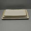 Famiware Serving Platter, Rectangular 15.67/14.1/12.6inch Serving Dishes for Entertaining, Microwave Dishwasher Safe, Stoneware Serving Trays for Party, Turkey, Cheese, Ocean Series, Vanilla White