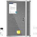 36"x24" Enclosed Bulletin Board with Locking Door, Tamper-Proof Dispaly Case, Aluminium Frame, Outdoor Bulletin Board Weatherproof, Lockable Cork noticeboard for School,Office,etc (Gray Felt)