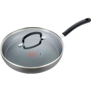 T-fal Ultimate Hard Anodized Nonstick Fry Pan With Lid 12 Inch, Oven Broiler Safe 400F, Lid Safe 350F, Cookware, Pots and Pans, Kitchen Frying Pans, Skillets, Home, Dishwasher Safe, Black (12 inch Fry Pan With Lid)