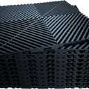 Interlocking Garage Floor Tiles - Drainage Mats, Non-Slip, Heavy-Duty, Easy Install for Garage, Car Wash, Basement12 Pack 16"x16" (Black)