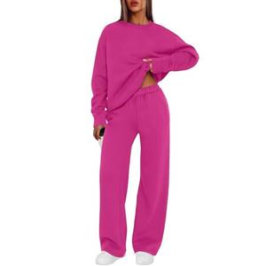XIEERDUO 2 Piece Sets for Women Two Piece Lounge Set Matching Sets Women Clothing Early Fall Fashion Oversized Track Suits Luxury Outfits School Outfits Valentine Hot Pink M