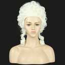 VGbeaty Women Platinum Blonde Curly Short Victorian Beehive Cosplay Wig Adjustable Breathable Cap Halloween Party Costume Wig