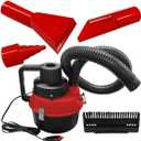 Car Vacuum Cleaner, DC 12V Multi-Purpose Automotive Wet and Dry Vacuum with 3 Nozzles, Portable Handheld Vehicle Interior Duster for Car, Office, Home, Floor (Red)