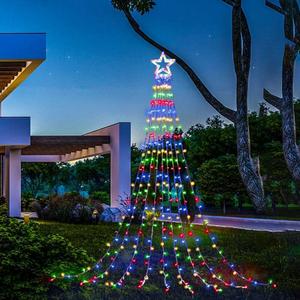 Christmas Decorations Star String Lights,320 LED Outdoor Christmas Tree Lights with 13" Topper Star,8 Modes Waterproof Hanging Fairy Twinkle Lights for Xmas New Year Party Holiday (Plastic Star-Multicolor)