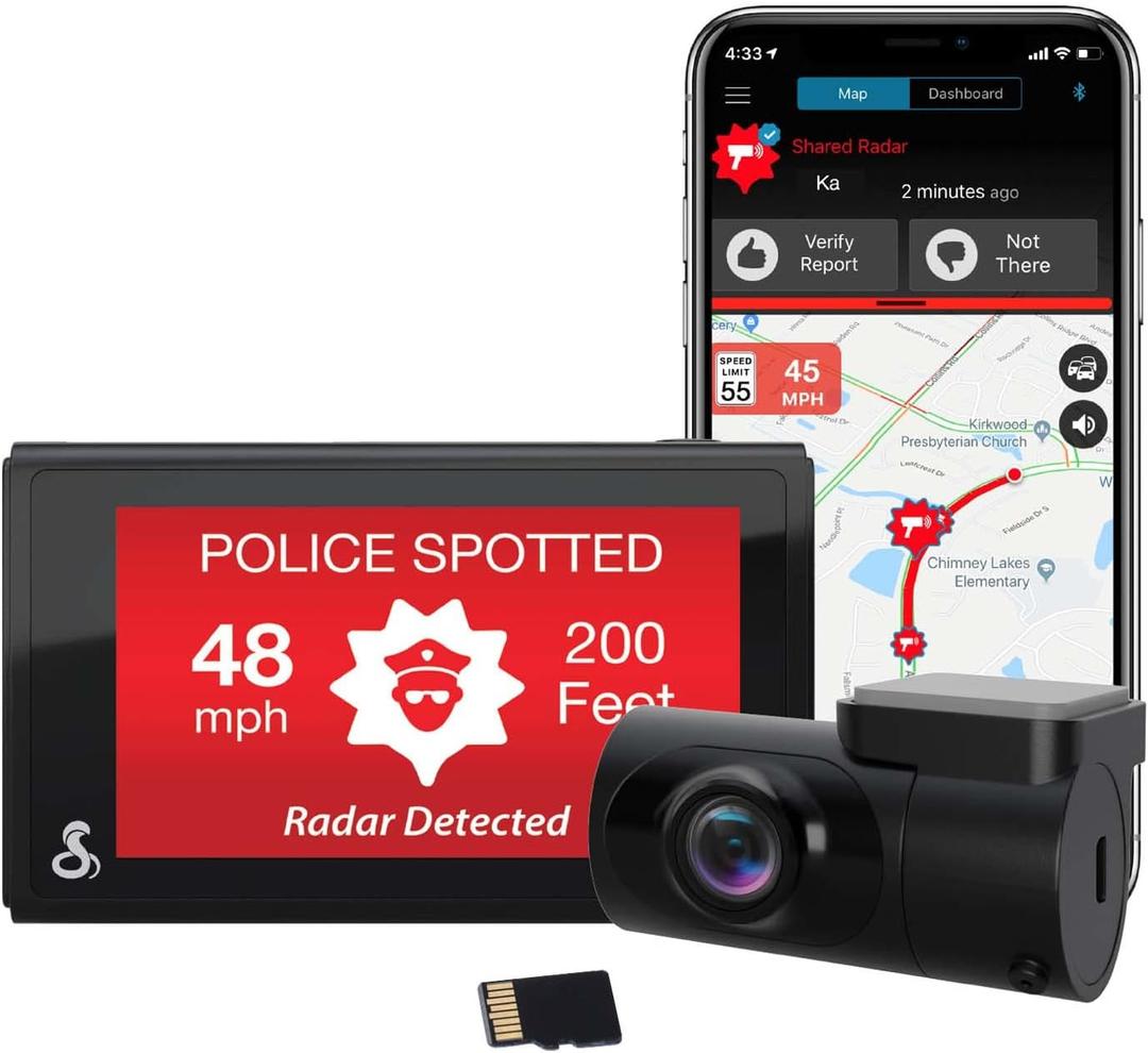 Cobra Smart Dash Cam + Rear Cam (SC 200D)  QHD+ 1600P Resolution, Built-in Wi-Fi & GPS, Voice Commands, Live Police Alerts, Incident Reports, Emergency Mayday, Drive Smarter App, 16GB SD Card Incl.