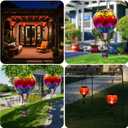 Hot Air Balloon Solar Lantern with Flickering Flame Light Glass Hanging Solar Lanterns Outdoor Waterproof for Garden Tree Yard Patio Party Decor, Color-Wave