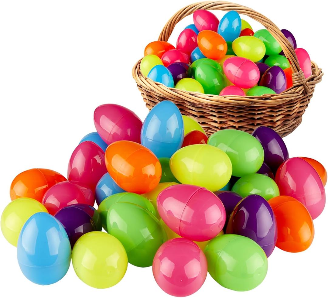 Prextex 3.5 Unfilled Easter Eggs Empty, 36 pcs - Empty Plastic Eggs Fillable with Candy, Presents for Toy Basket - Easter Decorations, Toy Egg Basket - Boys and Girls