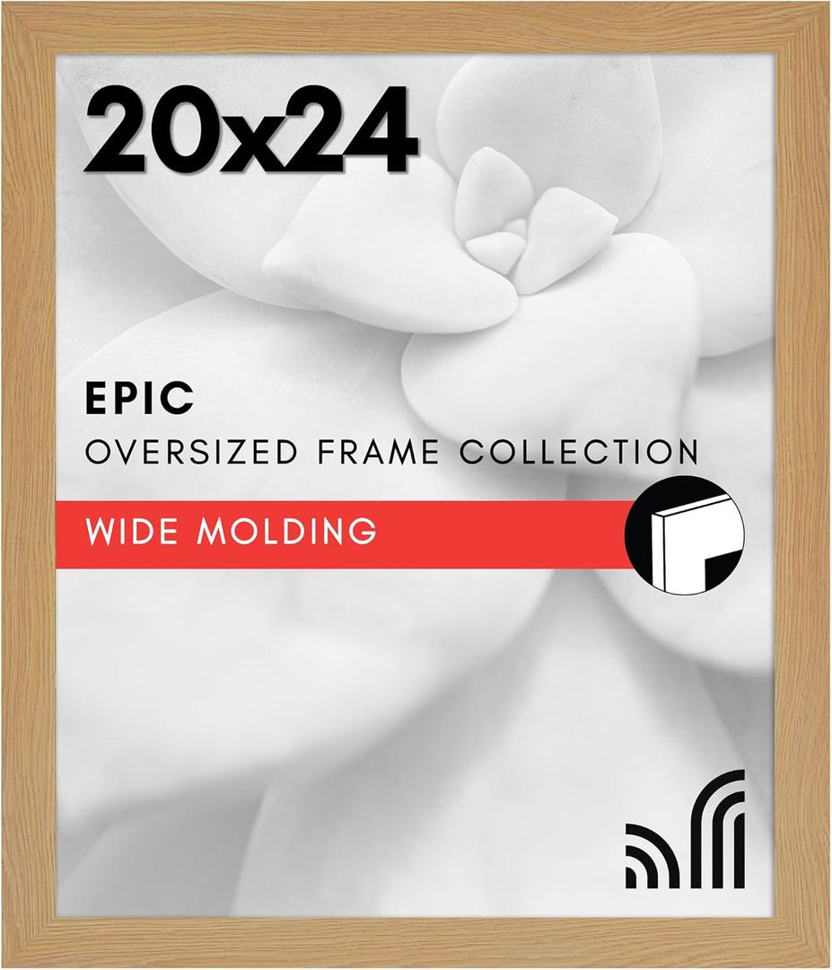 Americanflat 20x24 Picture Frame with Polished Plexiglass - Wide Picture Frames Made of Engineered Wood for Vertical or Horizontal Wall Display - Epic Collection - Pine