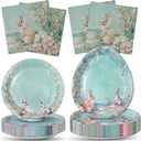 ZVK Serve 50 Easter Disposable Party Paper Plates Napkins Disposable Dinnerware Set 150 for Happy Easter