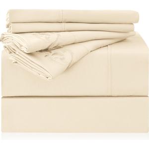 LONAVA Twin Size Sheet Set - 4 Piece Hotel Luxury Wrinkle-Free Microfiber Sheet, Oeko-TEX Certified, Breathable & Elastic, 16" Deep Pockets, Cream