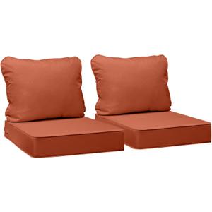 AAAAAcessories Outdoor Deep Seat Cushions, Waterproof, Fade-Resistant Patio Furniture Replacement Cushions, Set of 2, 24" x 24" x 5", Rust, 24"x24"x5" / 24"x19"