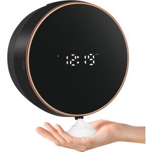 Automatic Soap Dispenser Foam Bathroom: Wall Mount Rechargeable Touchless Adjustable Auto Smart Electric Plastic Black Foaming Soap Dispenser with Clock - Kitchen - Hand Dish Lotion Couple Kids