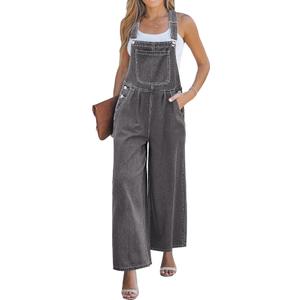 Luvamia Overalls for women Casual Wide Leg Jumpsuits Adjustable Straps Baggy Pants Women's Overalls with Pockets Black, Medium