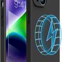 Miracase Magnetic Case Designed for iPhone 14 Case with Screen Protector,[Upgraded Enhanced Camera Protection],Shockproof Liquid Silicone Case 6.1 inch,Black-Magnetic