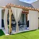 NICETOWN 2 Panels Outdoor Curtains for Patio Waterproof, Peel/Stick Top & Back Tab Bottom Drapes with Free Rope for Wind Blocking, Privacy Sun Shades for Gazebo/Deck, W52 x L84 in, Natural