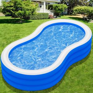 Inflatable Swimming Pool for Adults - 145" X 74" X 22" Oversized Thickened Kiddie Pool, Large Blow Up Pool for Backyard, Family