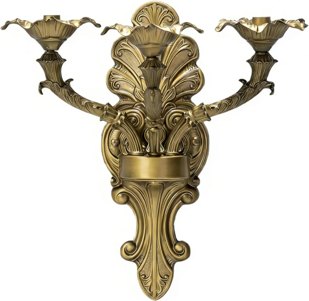 We Moment Candle Sconce 3 ArmMedieval Iron Candle Holder-Vintage Wall Mount Taper Candle Sconces for Gothic Decor, Church, Rustic Home Decor(Set of 1