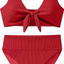ANRABESS Bikini Sets for Women Summer High Waisted 2 Piece Bathing Suit Ribbed Tie Knot Swimsuit 2026 Beach Vacation Swimwear, Medium