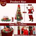 6.5 Ft Pop up Christmas Tree,Prelit 200 Warm White LED Lights,Opens Instantly,Fully Decorated,8 Lighting Modes & Timer,Fire-Resistant,Foldable,Collapsible Xmas Tree Outdoor Indoor Holiday Party Decor
