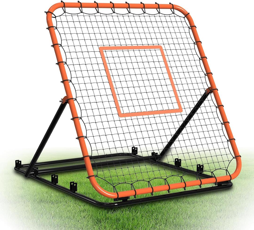 Baseball Rebounder Net, Portable Bounce Back Trainer for Baseball & Softball with 4 Adjustable Return Angles, 4 x 4.5 ft Practice Tool for All Skill Levels