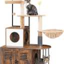 HOOBRO Cat Tree with Litter Box Enclosure, All-in-One 31.5" Cat Tower with Hidden Litter Box Cover Furniture for Indoor Cats, Versatile Cat Condo with Sisal Posts, Hammock, Rustic Brown FG45MZ03