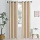 NICETOWN Beige Light Blocking Curtains 84 Inches Long 2 Panels for Living Room, Bedroom, Office Thermal Insulated Blackout Drapes Solid Grommet Noise Reducing Window Curtains, W40