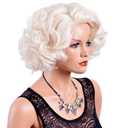 GNIMEGIL 12 inch Short Blonde Curly Wigs for Women Big Wavy 80s Flip Wigs Cosplay Costume Party Halloween Synthetic Yellow Blonde Hair Natural Mommy Wig with Weaving Cap