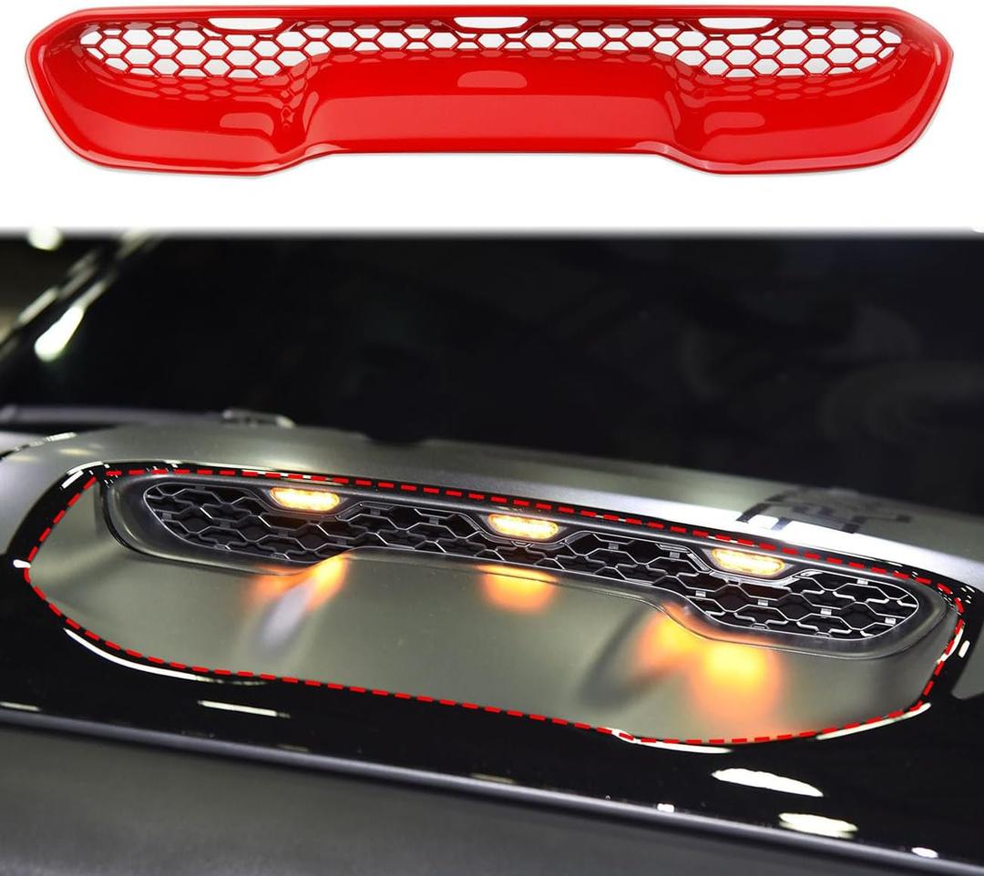Korlot Engine Hood Vent Air Intake Moulding Cover Trim for 2021-2025 RAM 1500 TRX/RHO (Red)