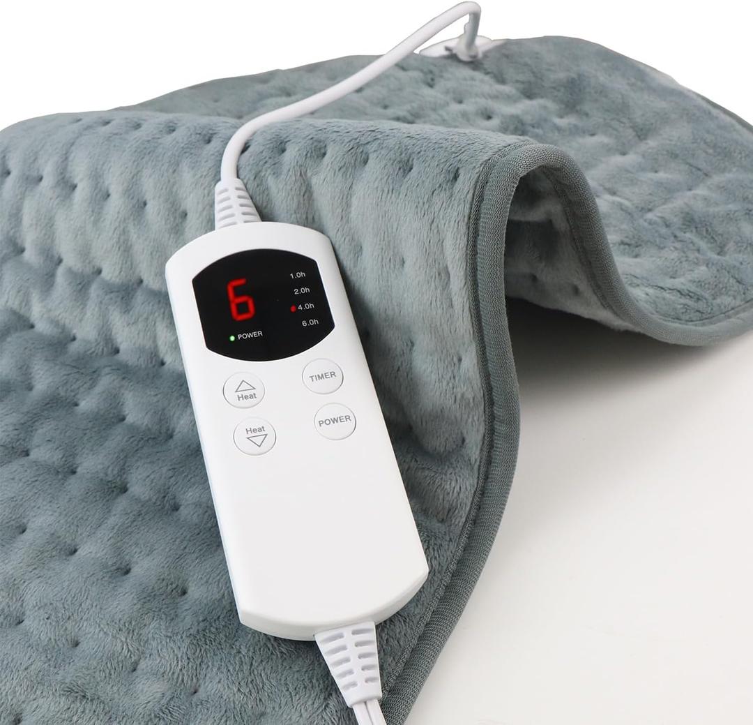 Heating Pad for Back Pain Relief Period Cramp,6 Heat Settings & 4 Timer Auto Shut Off,Soft 12" x24" Electric Heat Pad for Neck Shoulders