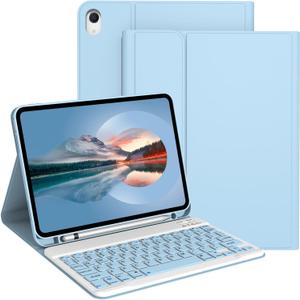 Keyboard Case for iPad (A16 2025), for 10th Generation 2022 [Magnetic Detachable Wireless Keyboard][Support 3 System] Folio Case with Pencil Holder for iPad 11th/10th Gen, Light Blue