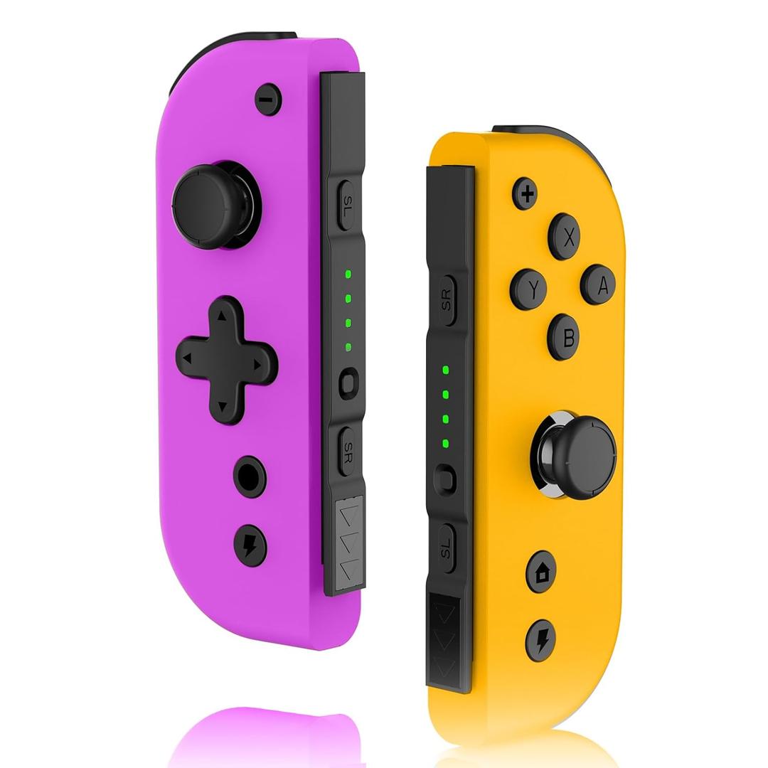 VOXAMINDALE Switch Controller replacement for Nintendo Switch Controller, Compatible With Switch/Lite/OLED, with Turbo/Dual Vibration/Motion/Wake-up/Screenshot (Purple & Yellow)