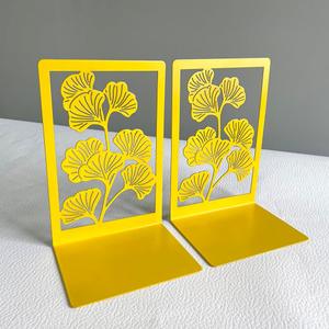 2 Pieces Style Ginkgo Leaf Metal Book Ends for Book Lovers - Pair of Bring Luck Bookends Office Desktop Home Office Supplies Rack Bookshelf, Large
