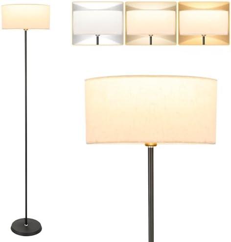 Mid Century Modern Floor Lamp for Living Room, Dimmable Tall Lamp with 3 Color Temperature Dimmable LED Bulb, Cordless Pole Lamp for Bedroom, Reading Lamps Floor Standing
