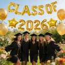 2 x Gold Class of 2026 Balloons for Class of 2026 Decorations