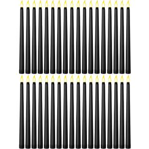 Treela 36 Pieces Flameless Taper Candles 11 Inch Flickering Faux LED Battery Operated Electric Fake Candles for Christmas Halloween Birthday Wedding Party Supplies(Black)